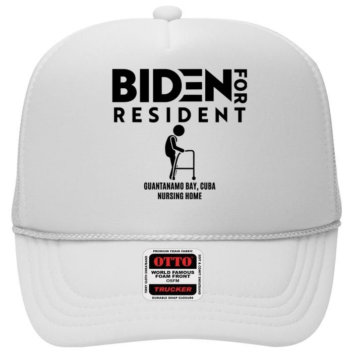 Biden For Resident At Guantanamo Bay Cuba Nursing Home High Crown Mesh Back Trucker Hat