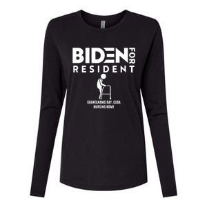 Biden For Resident At Guantanamo Bay Cuba Nursing Home Womens Cotton Relaxed Long Sleeve T-Shirt