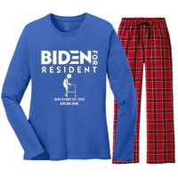 Biden For Resident At Guantanamo Bay Cuba Nursing Home Women's Long Sleeve Flannel Pajama Set 