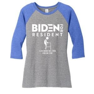 Biden For Resident At Guantanamo Bay Cuba Nursing Home Women's Tri-Blend 3/4-Sleeve Raglan Shirt