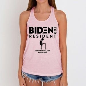 Biden For Resident At Guantanamo Bay Cuba Nursing Home Women's Knotted Racerback Tank