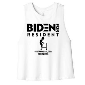 Biden For Resident At Guantanamo Bay Cuba Nursing Home Women's Racerback Cropped Tank