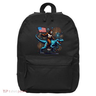Bigfoot Fireworks Riding A Trex With Usa Flag 16 in Basic Backpack