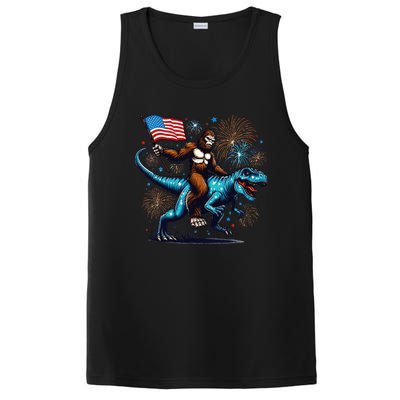 Bigfoot Fireworks Riding A Trex With Usa Flag PosiCharge Competitor Tank