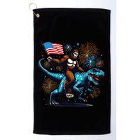 Bigfoot Fireworks Riding A Trex With Usa Flag Golf Towel