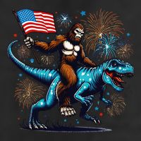 Bigfoot Fireworks Riding A Trex With Usa Flag Golf Towel