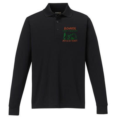 Bohner Family Reunion Pitch A Tent Raglan Gift Performance Long Sleeve Polo