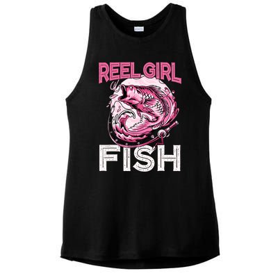 Bass FishingShirt Reel Girl Fish Funny Fisher Ladies PosiCharge Tri-Blend Wicking Tank