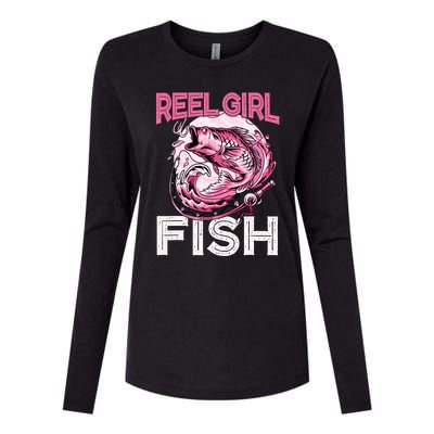 Bass FishingShirt Reel Girl Fish Funny Fisher Womens Cotton Relaxed Long Sleeve T-Shirt