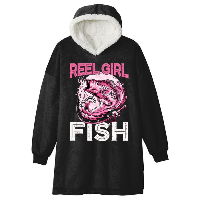 Bass FishingShirt Reel Girl Fish Funny Fisher Hooded Wearable Blanket