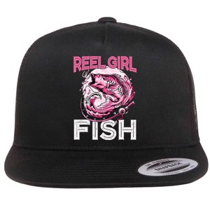 Bass FishingShirt Reel Girl Fish Funny Fisher Flat Bill Trucker Hat