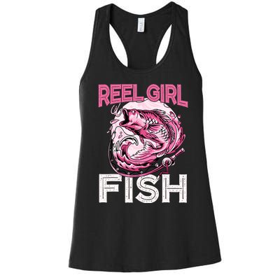 Bass FishingShirt Reel Girl Fish Funny Fisher Women's Racerback Tank