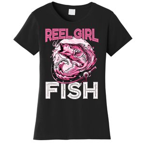 Bass FishingShirt Reel Girl Fish Funny Fisher Women's T-Shirt