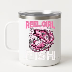 Bass FishingShirt Reel Girl Fish Funny Fisher 12 oz Stainless Steel Tumbler Cup