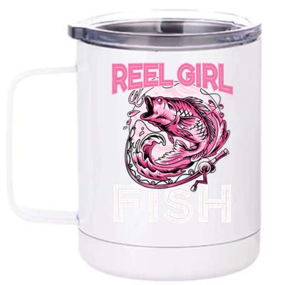 Bass FishingShirt Reel Girl Fish Funny Fisher 12 oz Stainless Steel Tumbler Cup