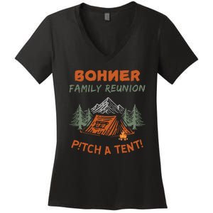 Bohner Family Reunion Pitch A Tent Women's V-Neck T-Shirt