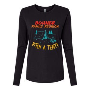 Bohner Family Reunion Pitch A Tent! Apparel Womens Cotton Relaxed Long Sleeve T-Shirt