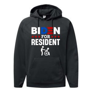 Biden For Resident Funny Anti Biden Performance Fleece Hoodie