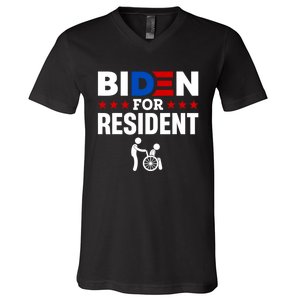 Biden For Resident Funny Anti Biden V-Neck T-Shirt