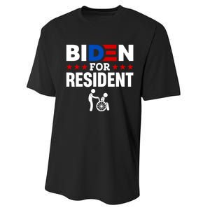 Biden For Resident Funny Anti Biden Performance Sprint T-Shirt