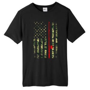 Bass Fishing Rod Camouflage American Flag Fisher Gift Great Gift Tall Fusion ChromaSoft Performance T-Shirt