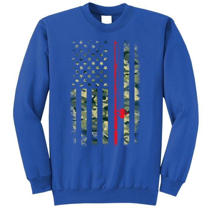 Bass Fishing Rod Camouflage American Flag Fisher Gift Great Gift Sweatshirt