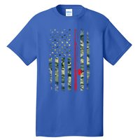 Bass Fishing Rod Camouflage American Flag Fisher Gift Great Gift Tall T-Shirt