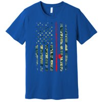 Bass Fishing Rod Camouflage American Flag Fisher Gift Great Gift Premium T-Shirt