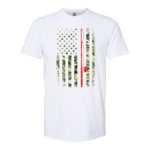 Bass Fishing Rod Camouflage American Flag Fisher Gift Great Gift Softstyle CVC T-Shirt