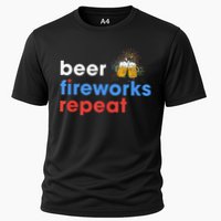 Beer Fireworks Repeat Funny 4th Of July Beer Lovers Gifts Cooling Performance Crew T-Shirt