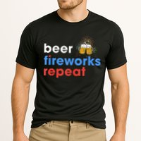 Beer Fireworks Repeat Funny 4th Of July Beer Lovers Gifts Cooling Performance Crew T-Shirt
