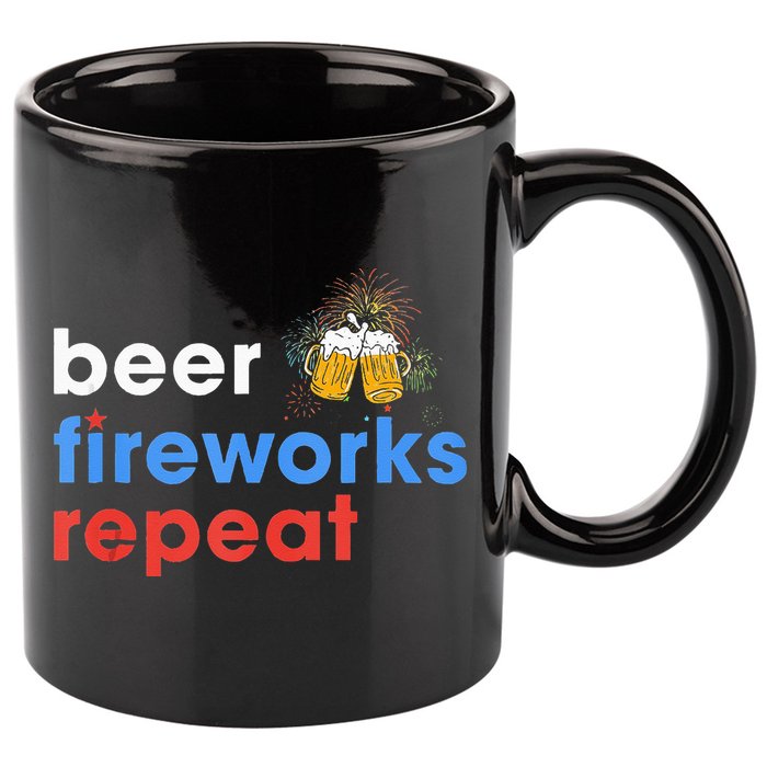 Beer Fireworks Repeat Funny 4th Of July Beer Lovers Gifts 11oz C Handle Ceramic Mug