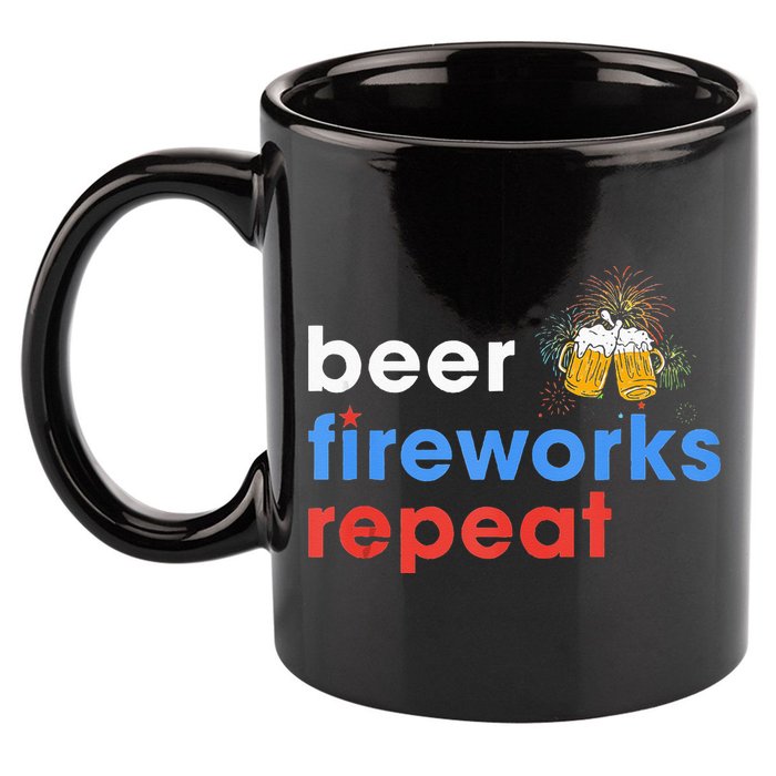 Beer Fireworks Repeat Funny 4th Of July Beer Lovers Gifts 11oz C Handle Ceramic Mug
