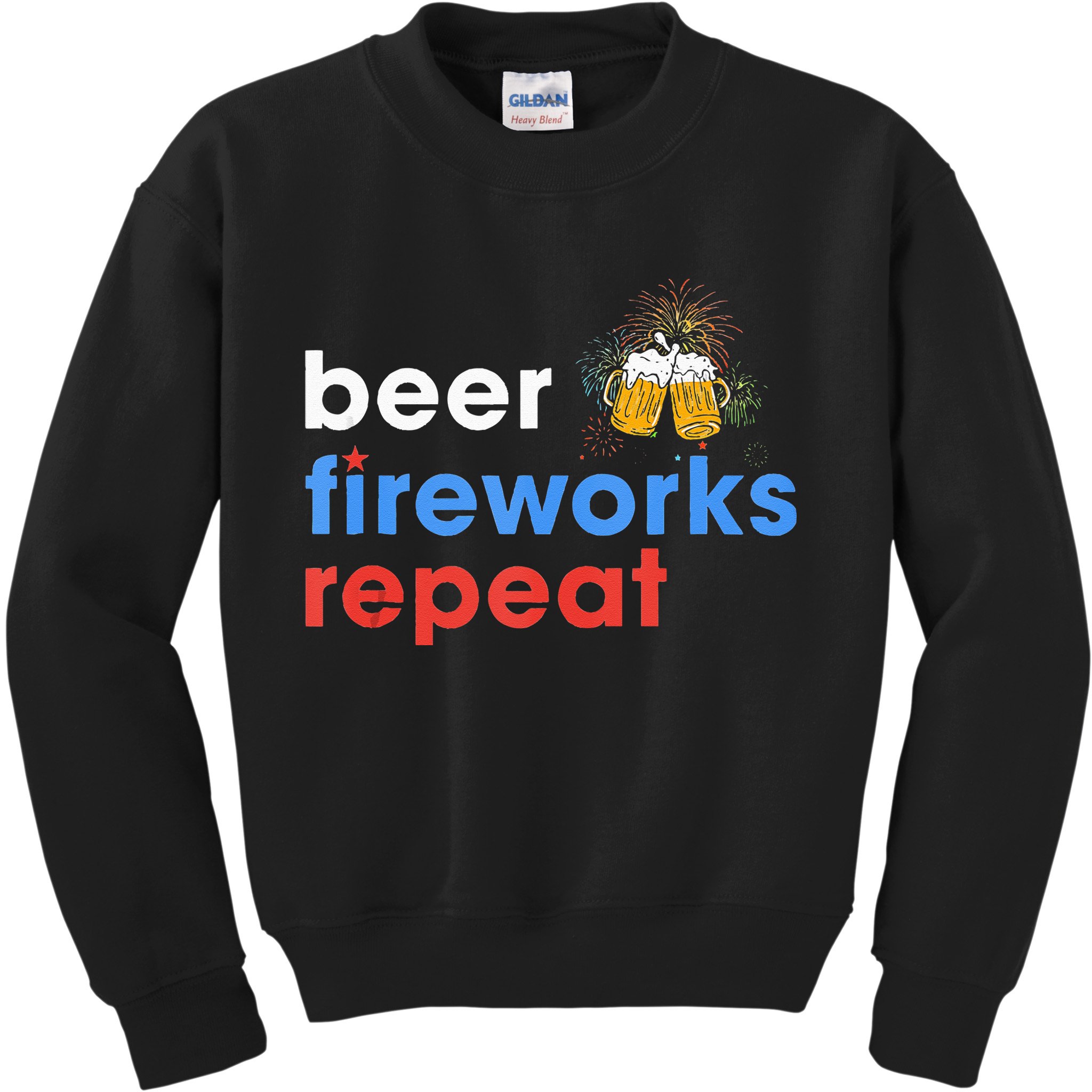 Beer Fireworks Repeat Funny 4th Of July Beer Lovers Gifts Kids Sweatshirt