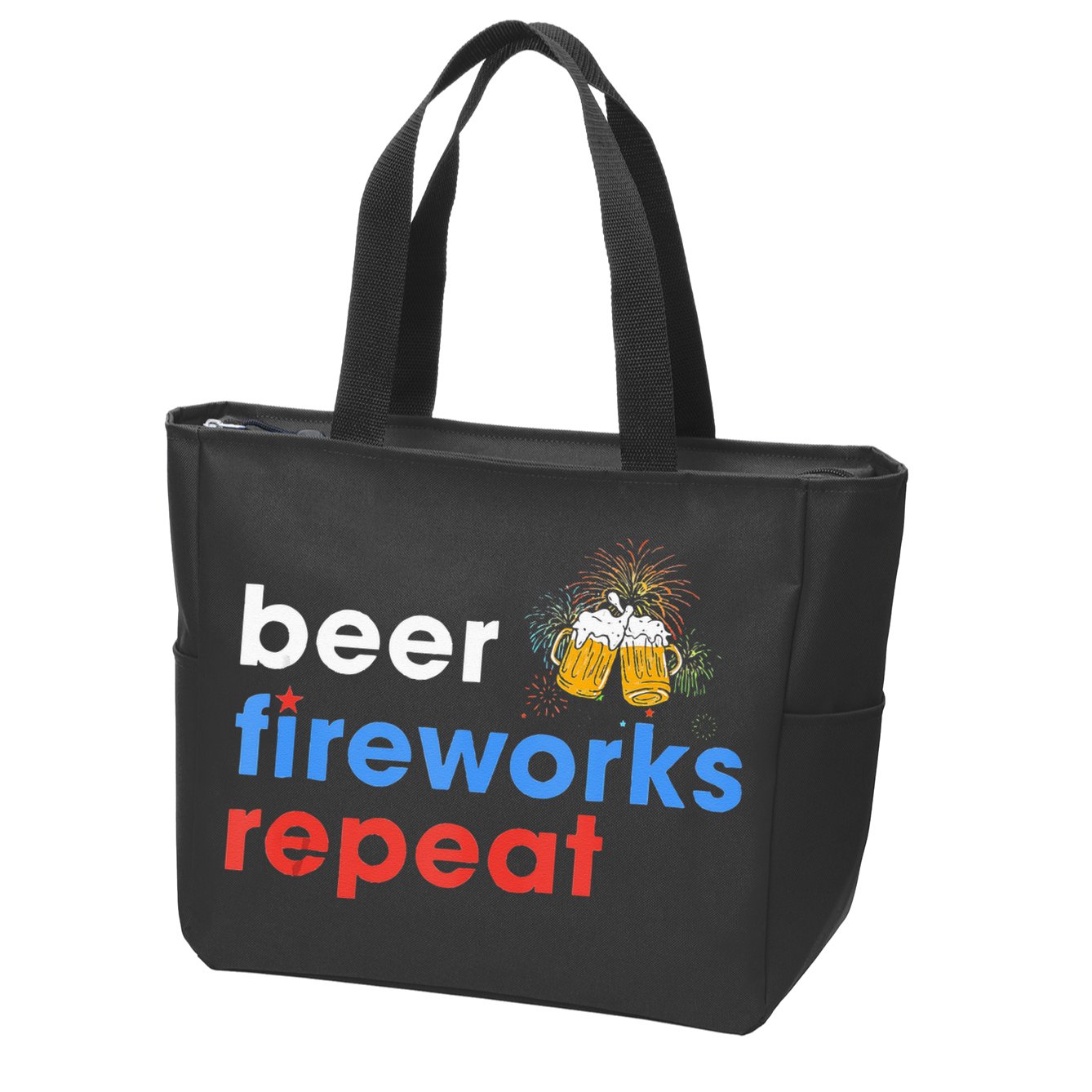 Beer Fireworks Repeat Funny 4th Of July Beer Lovers Gifts Zip Tote Bag