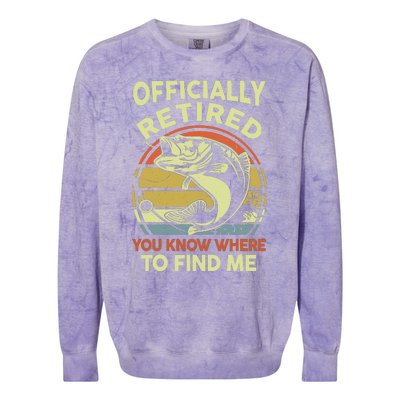 Bass Fish Retire Retirement Funny Grandpa Fishing Colorblast Crewneck Sweatshirt