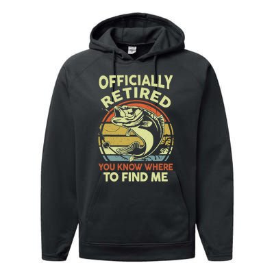 Bass Fish Retire Retirement Funny Grandpa Fishing Performance Fleece Hoodie