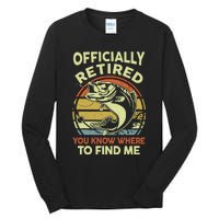 Bass Fish Retire Retirement Funny Grandpa Fishing Tall Long Sleeve T-Shirt