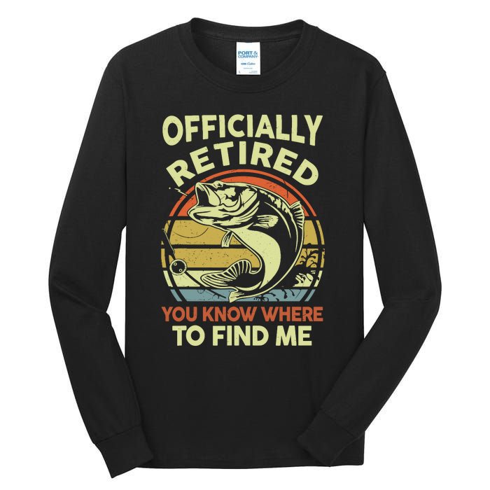 Bass Fish Retire Retirement Funny Grandpa Fishing Tall Long Sleeve T-Shirt