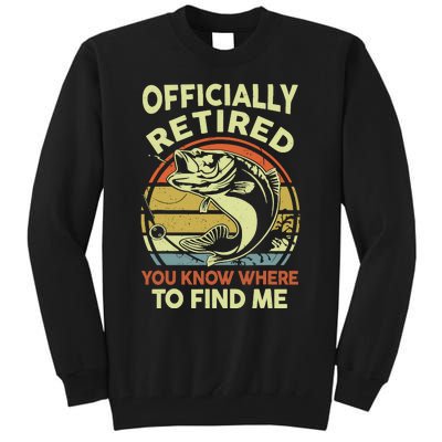 Bass Fish Retire Retirement Funny Grandpa Fishing Tall Sweatshirt