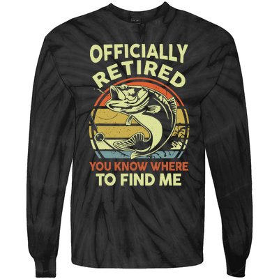 Bass Fish Retire Retirement Funny Grandpa Fishing Tie-Dye Long Sleeve Shirt