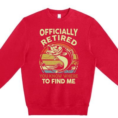 Bass Fish Retire Retirement Funny Grandpa Fishing Premium Crewneck Sweatshirt