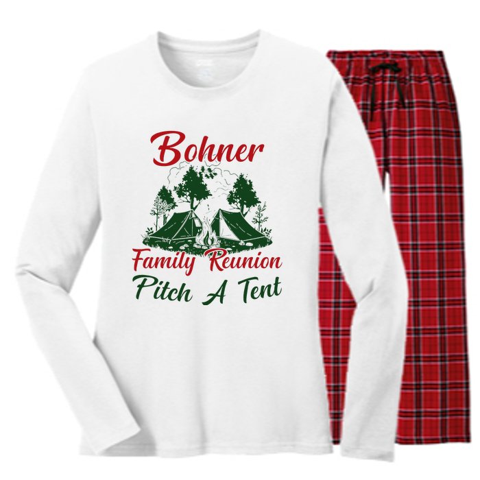 Bohner Family Reunion Pitch A Tent Matching Family Camping Women's Long Sleeve Flannel Pajama Set 