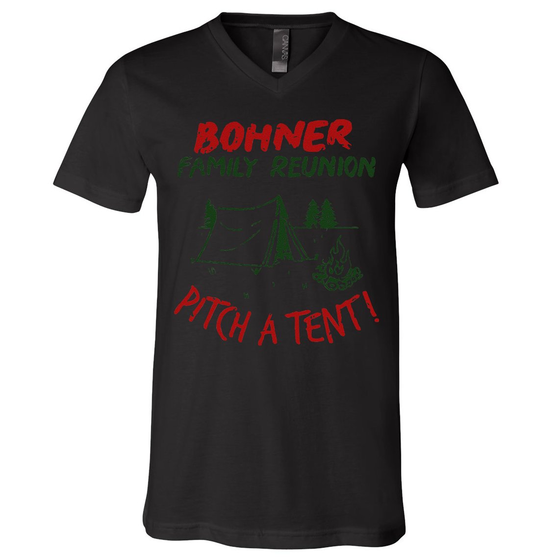 Bohner Family Reunion Pitch A Tent Family Matching V-Neck T-Shirt