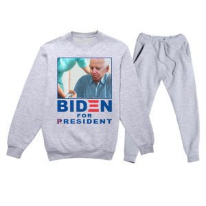 Biden For Resident Funny Biden Nursing Premium Crewneck Sweatsuit Set