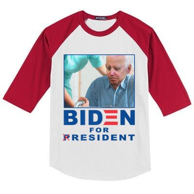 Biden For Resident Funny Biden Nursing Kids Colorblock Raglan Jersey