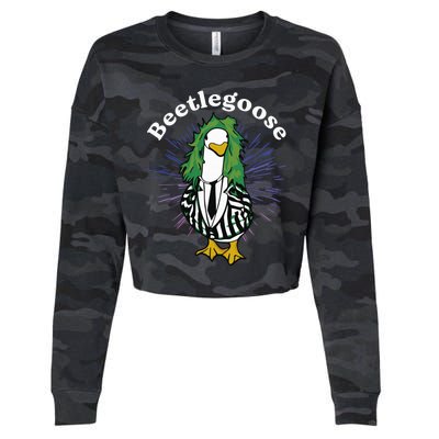 Beetlegoose Funny Silly Goose Spooky Design Funny Goose Costume Music Characters Cropped Pullover Crew