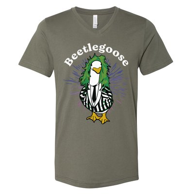 Beetlegoose Funny Silly Goose Spooky Design Funny Goose Costume Music Characters V-Neck T-Shirt