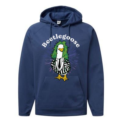 Beetlegoose Funny Silly Goose Spooky Design Funny Goose Costume Music Characters Performance Fleece Hoodie