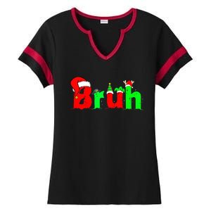 Bruh Funny Saying Bro Ns Christmas Pajamas Xmas Ladies Halftime Notch Neck Tee